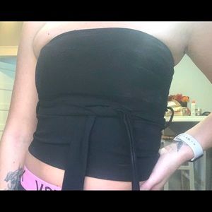 Black crop top with tags!